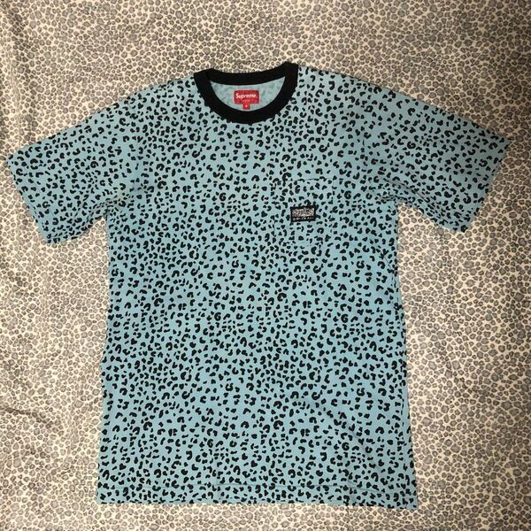 Supreme Leopard Pockt Tee 16ss Tシャツ S 水色 FUCK EM ALL レオパード ヒョウ柄 シュプリーム