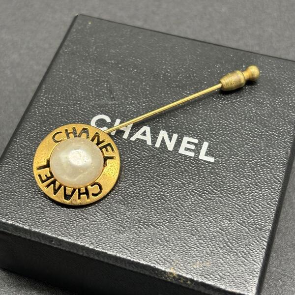 CHANEL シャネル ヴィンテージ パール ゴールドカラー ピンブローチ