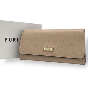 FURLA フルラ 長財布 リッツィー レザー ロゴ ベージュ 箱付き