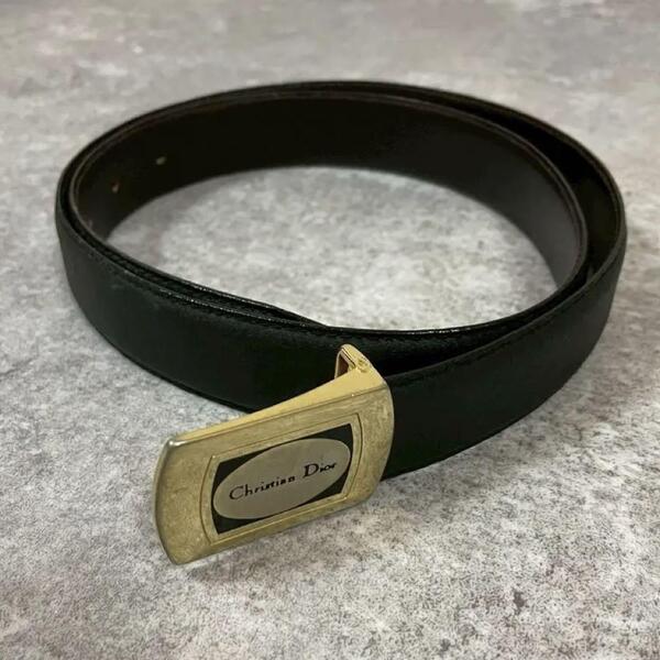 DIOR ディオール ベルト レザー ロゴ金具 ブラック 黒 ヴィンテージ