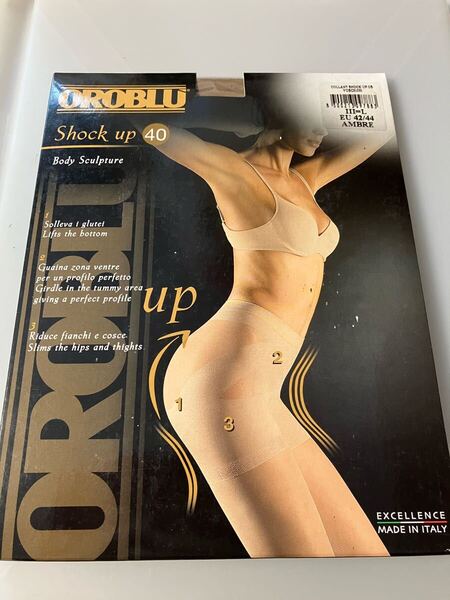 【送料無料】 OROBLU shock up 40 body sculpture L EU42/44 ambre 40デニール 着圧 ガードル シアータイツ sheer tights イタリア 高級