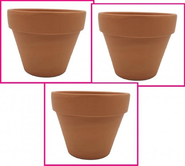 【送料無料:素焼き:植木 鉢:3個】★シンプルな「鉢」:5号:径15x高さ12.5cm★深型 植木鉢 丸鉢:観葉植物:園芸:ガーデニング:花:プランター