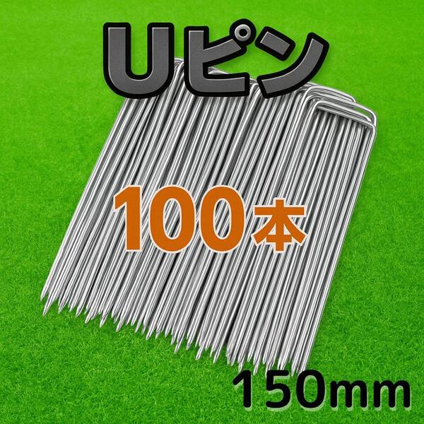 Uピン杭 強力固定 ガーデニング用品 園芸 防草 簡単設置 テント 100本