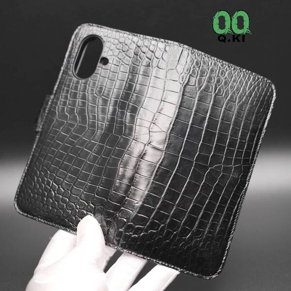 特選上質 クロコダイル iPhone16plus 表裏ワニ革 本物 手帳型ケース 保護ケースス マホケースカバー 実物画像 No.63107