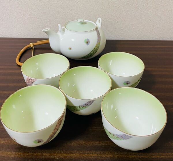 有田焼 ちぎり帯 土瓶茶器揃 急須 湯呑5個セット 清兵衛 茶器セット 湯呑み 和食器