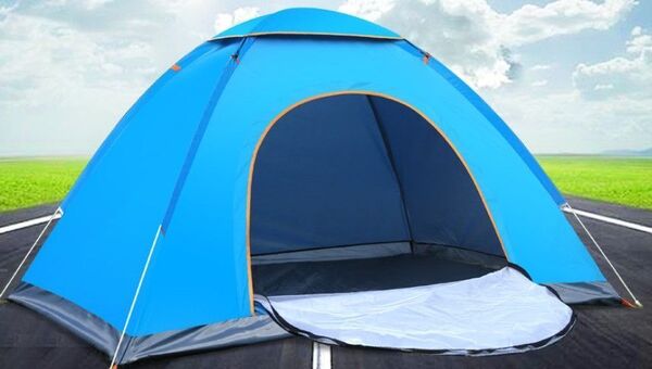 ワンタッチ テント キャンプ 簡単 収納袋 2-3人用 ピクニック 持ち運び 180cm 海 ブルー M075