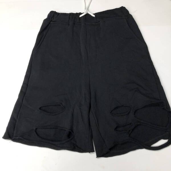 KRY clothing クライクロージング ハーフパンツ ダメージ加工 ブラック Lサイズ コットン スウェット