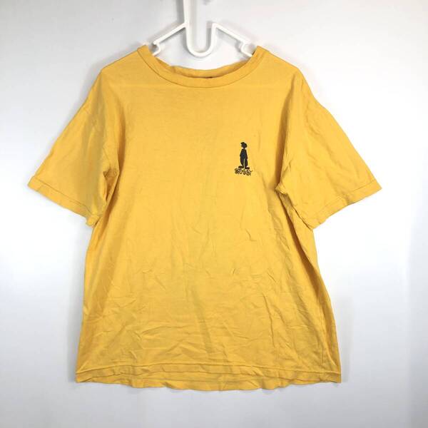 90s OLD STUSSY 紺タグ赤青 半袖Tシャツ イエロー系 Lサイズ シャドーマン