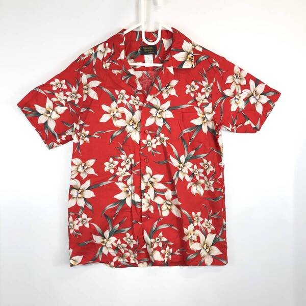 ハワイ製 Hawaiian Reserve Collection 半袖 アロハシャツ 花柄 レッド Sサイズ コットン
