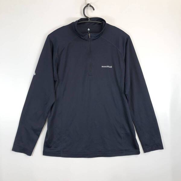 モンベル Mont-bell クール ロングスリーブジップシャツ Men's Lサイズ ダークネイビー 長袖 1104930