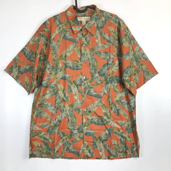 90s USA製 Tori Richard トリ・リチャード 半袖ボタンシャツ アロハ リーフ柄 Lサイズ