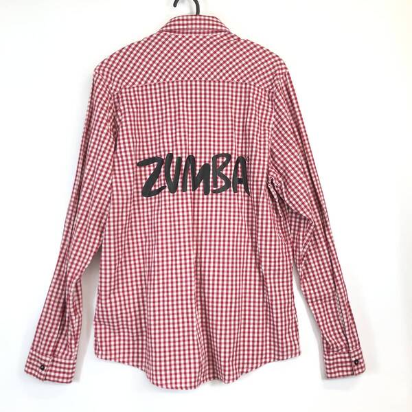 ZUMBA WEAR ズンバウェア 長袖ボタンシャツ Sサイズ ギンガムチェック
