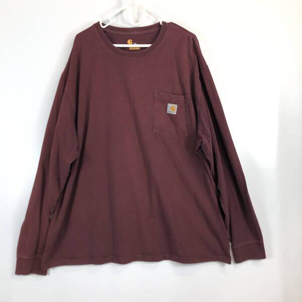 Carhartt カーハート 長袖ポケットTシャツ ワインレッド 2XLサイズ K126PRT