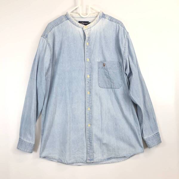 90s Ralph Lauren ラルフローレン バンドカラー デニムシャツ Mサイズ