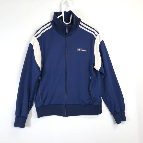 70s 80s Vintage アディダス adidas トラックジャケット ジャージ ネイビー ホワイト US/Mサイズ OPTIファスナー