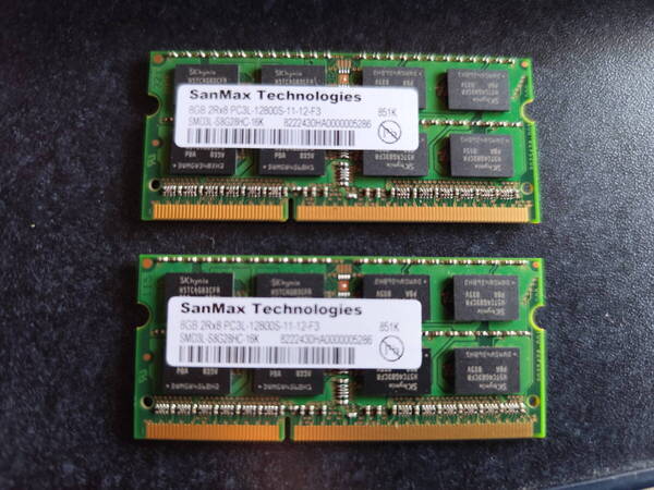 SanMax DDR3 PC3L-12800 8GBx2枚 合計16GB 中古品