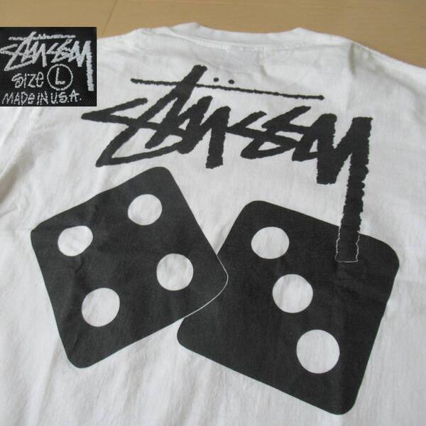 ★即決送込★美品 L 80s 90s STUSSY ダイス サイコロ T-shirt Tee 半袖 old oldstussy オールド ステューシー M 黒タグ vintage US古着 xl