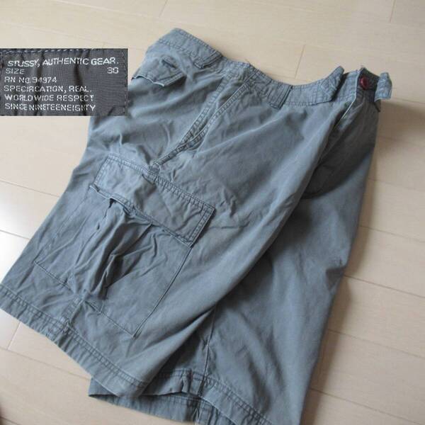 ★即決送込★30 00s STUSSY 6ポケットカーゴパンツ カーゴショーツ oldstussy old オールドステューシー l m カーキ ミリタリー m65