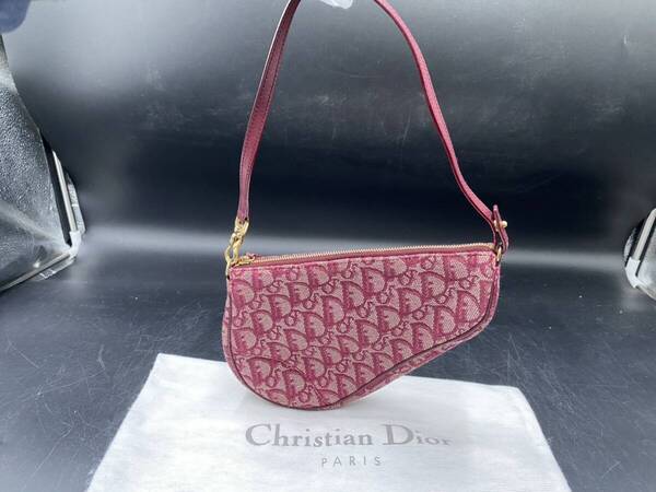 ★Christian Dior クリスチャンディオール ショルダーバッグ サドルバッグ トロッター柄 MC 0062