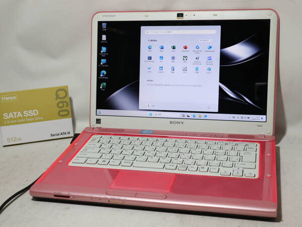 ★ Core i7 VAIO ピンク ☆VAIO windows 11 ≪爆速仕様 ≫ メモリ16G / SSD512GB(新品) / WebCam /WiFi/Bluetooth/DVD/office2021