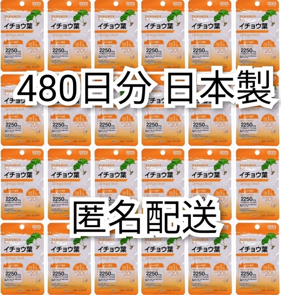 匿名配送 イチョウ葉×24袋480日分480錠(480粒) 日本製無添加サプリメント(サプリ)健康食品 DHC脳内αではありません 箱詰梱包追跡番号付き
