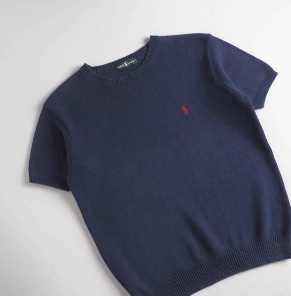 ラルフローレン Ralph Lauren 正規品 綿100% サマーニット 半袖 ネイビー レディース 美品
