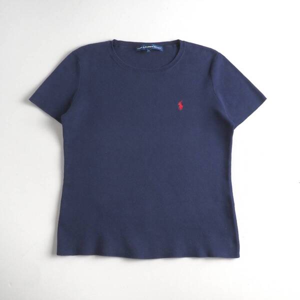 ラルフローレン Ralph Lauren 正規品 サマーニット 半袖 ネイビー 赤ポニー レディース 美品