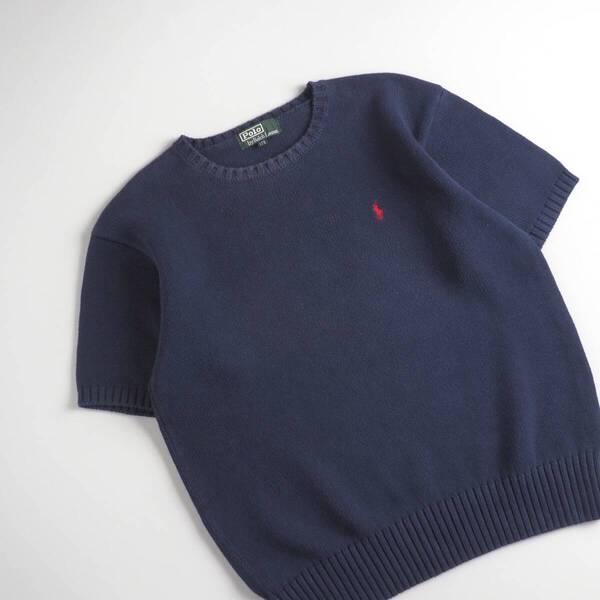 ラルフローレン Ralph Lauren 正規品 サマーニット 半袖 紺色 赤ポニー レディース 美品