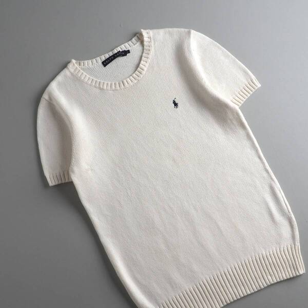 ラルフローレン Ralph Lauren 正規品 サマーニット ホワイト 半袖 ポニー刺繍 レディース 美品