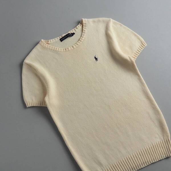 ラルフローレン Ralph Lauren 正規品 サマーニット 半袖 紺色ポニー アイボリー 美品
