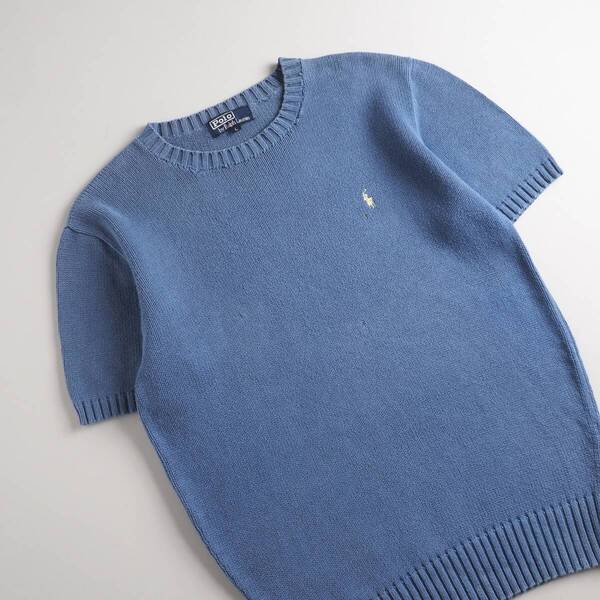 ラルフローレン Ralph Lauren 正規品 サマーニット 半袖 水色 白ポニー メンズ 美品