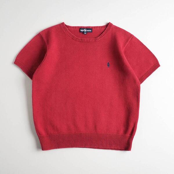 ラルフローレン Ralph Lauren 正規品 サマーニット 半袖 赤色 ポニー刺 レディース 美品