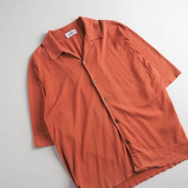 ジョンスメドレー John smedley 英国製 シーアイランドコットン 半袖シャツ オレンジ メンズ 美品