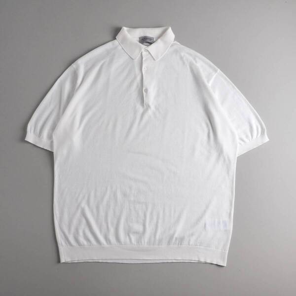 ジョンスメドレー John Smedley 英国製 ポロシャツ 半袖 ホワイト ビッグサイズ メンズ 美品