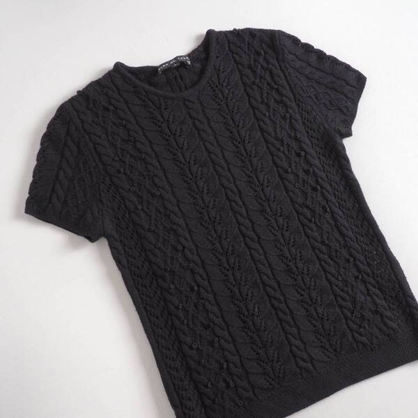 ラルフローレン Ralph Lauren 正規品 サマーニット ケーブルニット 半袖 ブラック レディース 美品