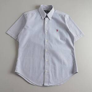 ラルフローレン Ralph Lauren 正規品 シアサッカーシャツ 半袖 ストライプ ブルー メンズ 美品