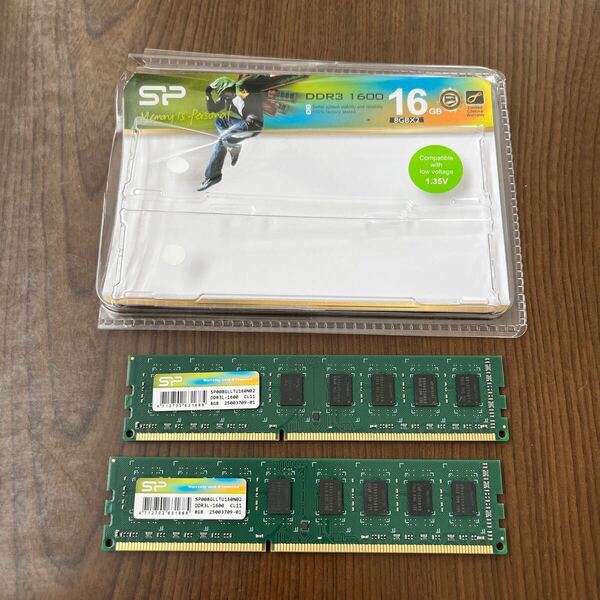 705p1017☆ シリコンパワー デスクトップPC用メモリ 1.35V (低電圧) DDR3L-1600 PC3L-12800 8GB×2枚 240Pin Mac 対応 SP016GLLTU160N22