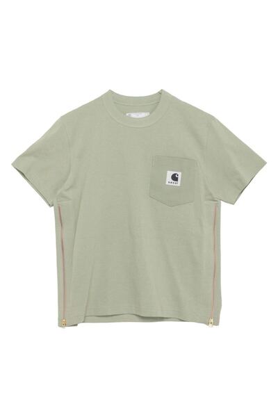 超美品 サイズ2 sacai×Carhartt WIP サカイ カーハート 24SS サイドジップポケットTシャツ 24-0725S グリーン