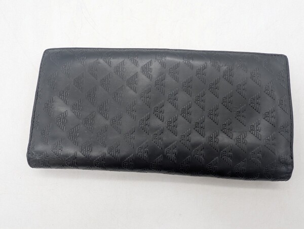 送料無料 EMPORIO ARMANI エンポリオアルマーニ 長財布 ブラック BLACK 黒 メンズ 総ロゴ柄