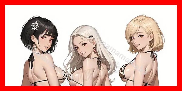 ステッカーNo.430 PC 車 バイク デカール 防水 かわいい 可愛い シール 女の子 アニメ 痛車 ヒョウ柄 ビキニ 3人娘