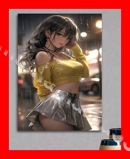 No.a194 キャンバスポスター 30x40cm キャンバス生地 インクアート 芸術 アート ポスター 雨の街