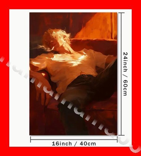 No.a210 キャンバスポスター 40x60cm キャンバス生地 インクアート 芸術 アート ポスター 夕刻の黄昏 男性
