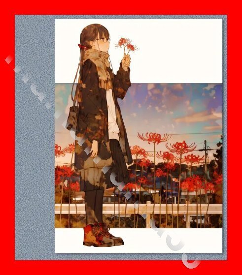 No.a191 キャンバスポスター 30x40cm キャンバス生地 インクアート 芸術 アート ポスター マンジュシャカ「蘇る思い出」