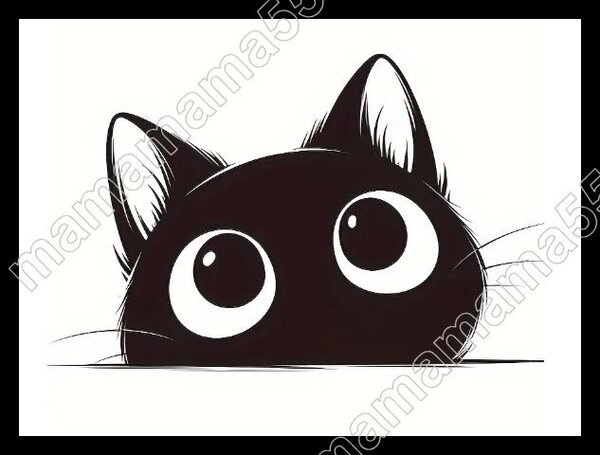ステッカーNo.281 PC 車 バイク デカール 防水 かわいい アニメ 痛車 黒猫 ネコ 猫 ねこ なんだ~あニャー キョロリ ブラックキャット