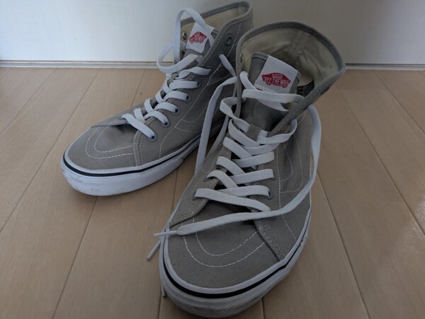 VANSバンズ ハイカットスニーカー 27.5㌢ 美品 1シーズン使用 キャンバスシューズ グレー アメカジ 通勤 バイクツーリング 古着