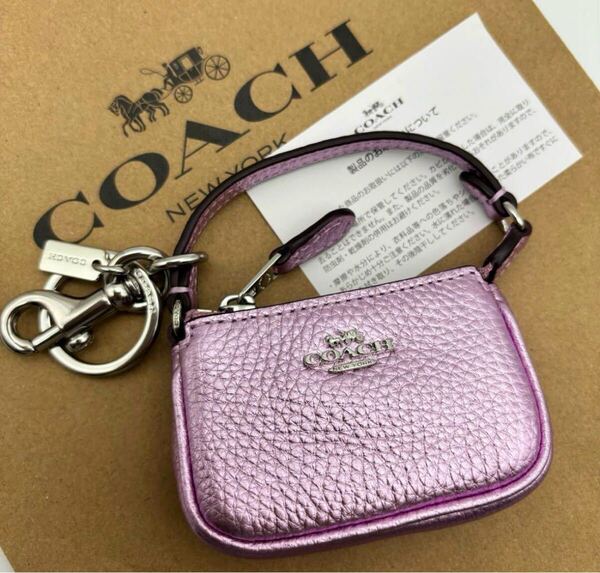 【COACH☆新品】ミニ ノリータ バッグ チャーム!キーホルダー!ピンク!