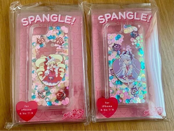 【新品未開封】プリキュアプリティストア限定 スパングルシリーズ iPhoneケース キュアアムール&キュアマシェリ 「HUGっと!プリキュア」