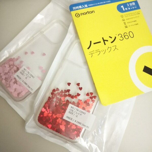 匿/ゆうパケット(mini)送込【iphone 13 pro Max カメラ正方形】 未使用 カバー2点 ノートン1年1点 (合計3点)