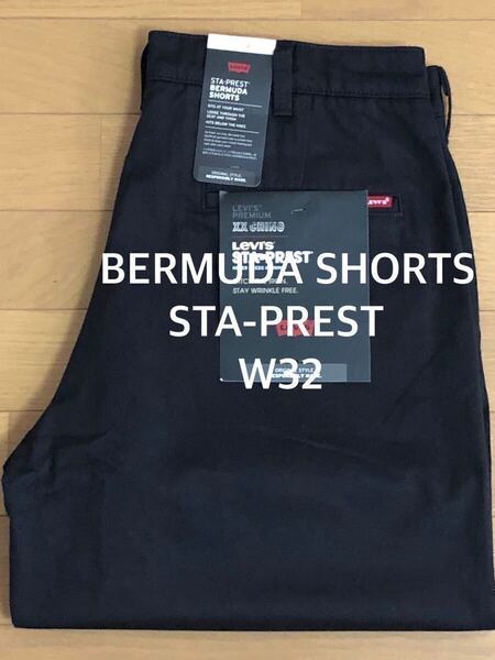 Levi's STA-PREST BERMUDA SHORTS BLACK METEORITE W32