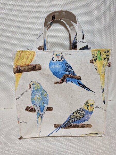 スクエアトートバック ハンドメイド お弁当バックなど… 鳥柄